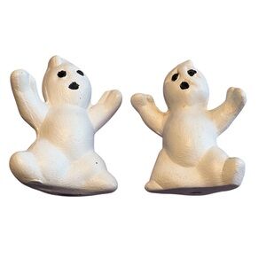 Mini Ceramic Ghost Figurine Set Halloween Holiday Collectible Fall Home Decor